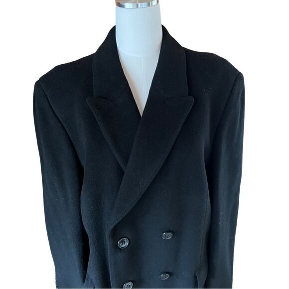 VTG The Original Teller Cashmere Coat Men’s Black Long Overcoat Trench Coat XL - Picture 2 of 6